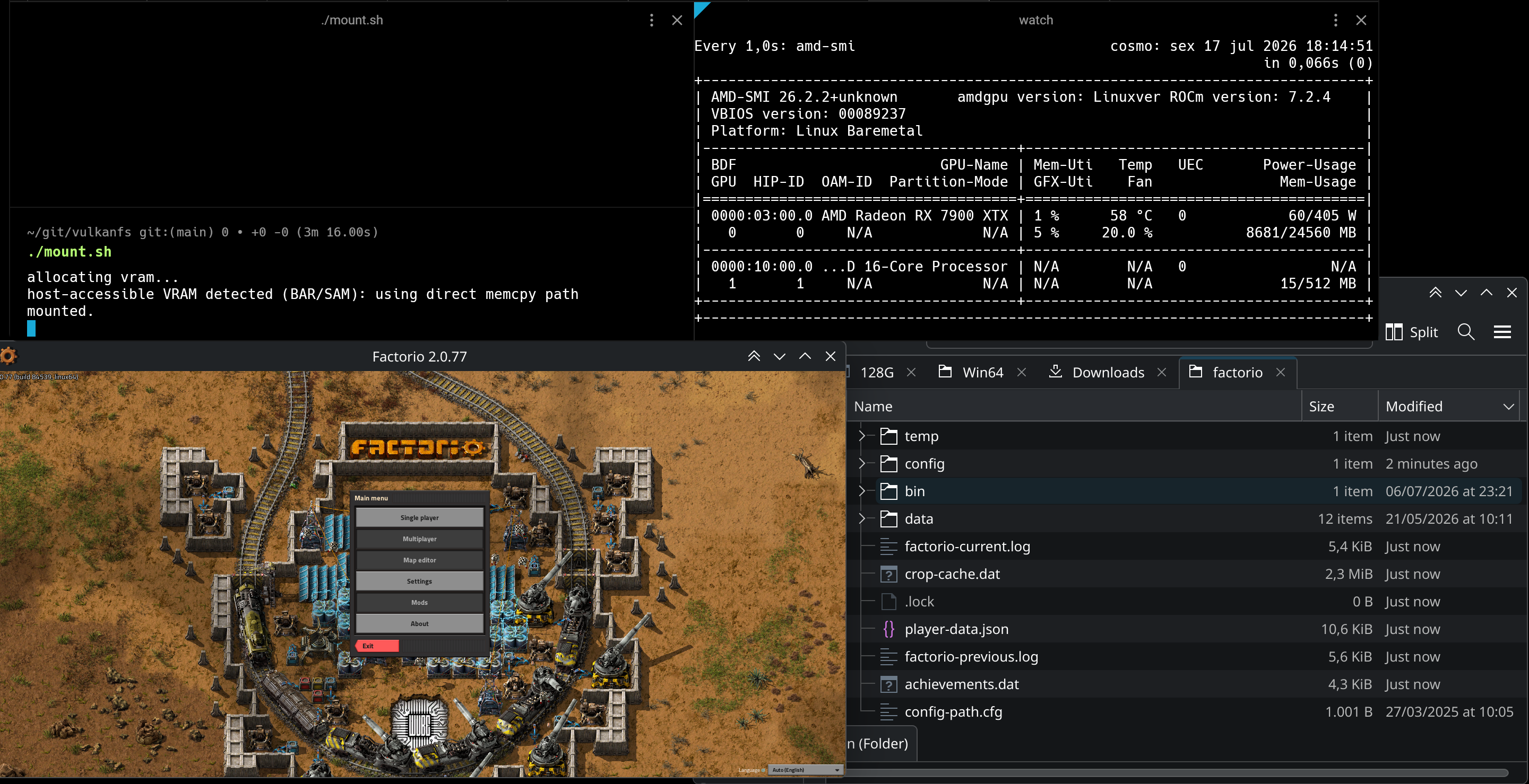 Factorio running on VRAM